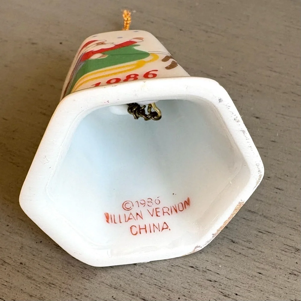 Vintage Lillian Vernon 1986 Porcelain Bell Christmas Ornament 2